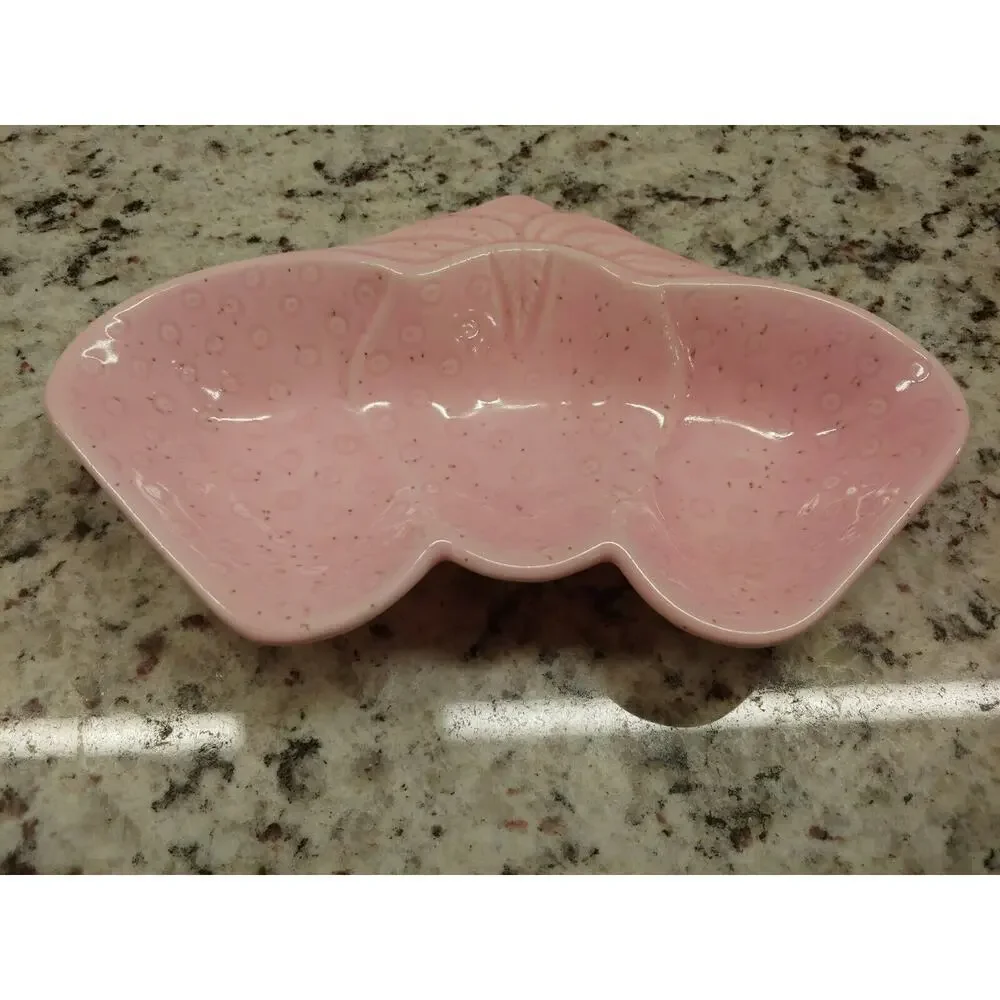 Vintage Pink Valley Vista California Strawberry Pottery Dish Mid Century # 310